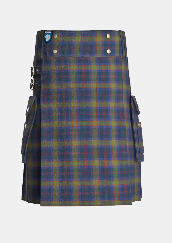 Utility_Grampian_Tartan_2151_kilt_front_image_with_pleated_design_and_adjustable_buckles_for_men