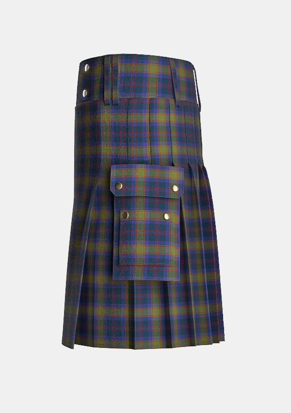 Utility_Grampian_Tartan_2151_kilt_left_image_with_pleated_design_and_adjustable_buckles_for_men