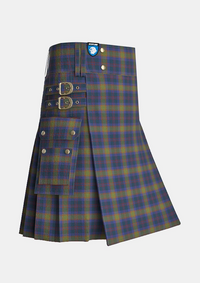 Utility_Grampian_Tartan_2151_kilt_side_image_with_pleated_design_and_adjustable_buckles_for_men