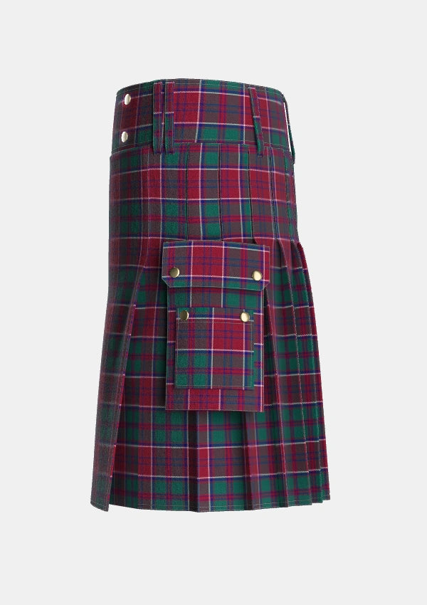 Utility_Grant_of_Glenmoriston_Tartan_2887_kilt_left_image_with_pleated_design_and_adjustable_buckles_for_men