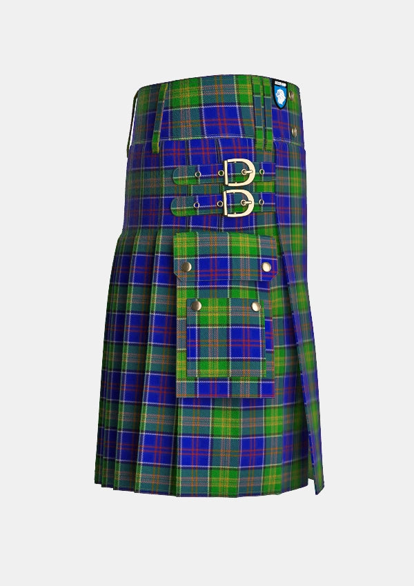 Utility_Greene_Tartan_4187_kilt_right_image_with_pleated_design_and_adjustable_buckles_for_men
