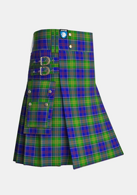 Utility_Greene_Tartan_4187_kilt_side_image_with_pleated_design_and_adjustable_buckles_for_men