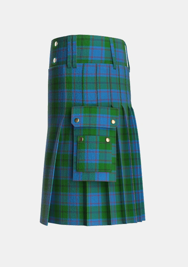 Utility_Greenlaw_American_Tartan_5791_kilt_left_image_with_pleated_design_and_adjustable_buckles_for_men