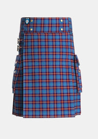 Utility_Greer_Tartan_5117_kilt_front_image_with_pleated_design_and_adjustable_buckles_for_men