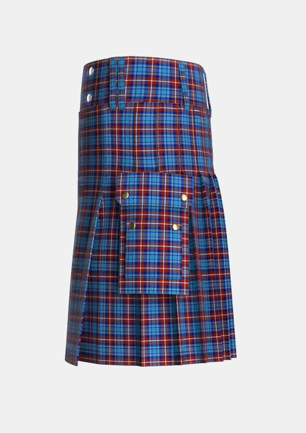 Utility_Greer_Tartan_5117_kilt_left_image_with_pleated_design_and_adjustable_buckles_for_men