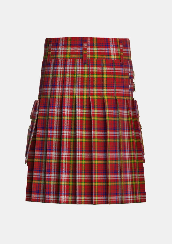 Utility_Griffiths_John_Tartan_12980_kilt_back_image_with_pleated_design_and_adjustable_buckles_for_men