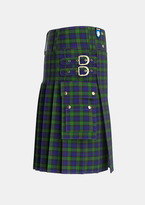 Utility_Gunn_2_Tartan_708_kilt_right_image_with_pleated_design_and_adjustable_buckles_for_men