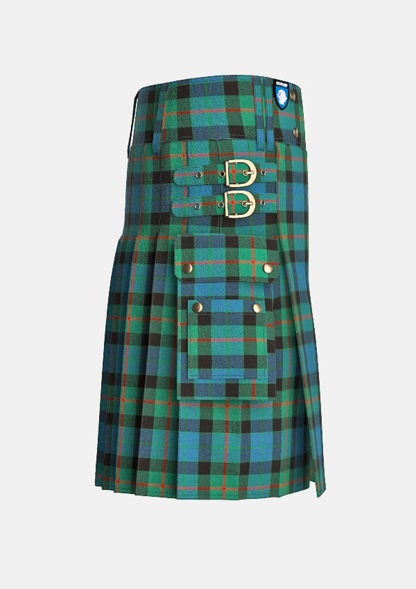 Utility_Gunn_Tartan_kilt_right_image_with_pleated_design_and_adjustable_buckles_for_men
