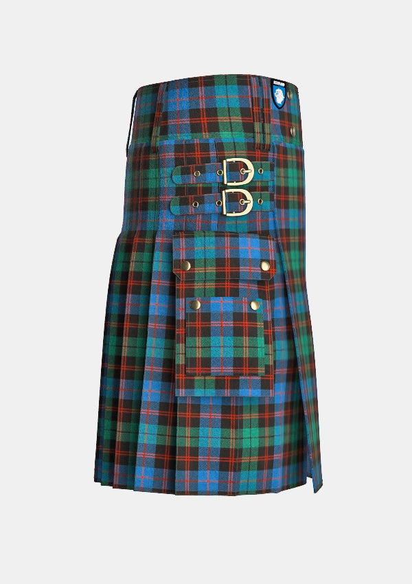 Utility_Guthrie_Tartan_kilt_right_image_with_pleated_design_and_adjustable_buckles_for_men