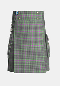 Utility_Halliday_Tartan_7552_kilt_front_image_with_pleated_design_and_adjustable_buckles_for_men