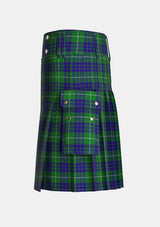 Utility_Hamilton_Green_Hunting_Tartan_139_kilt_left_image_with_pleated_design_and_adjustable_buckles_for_men