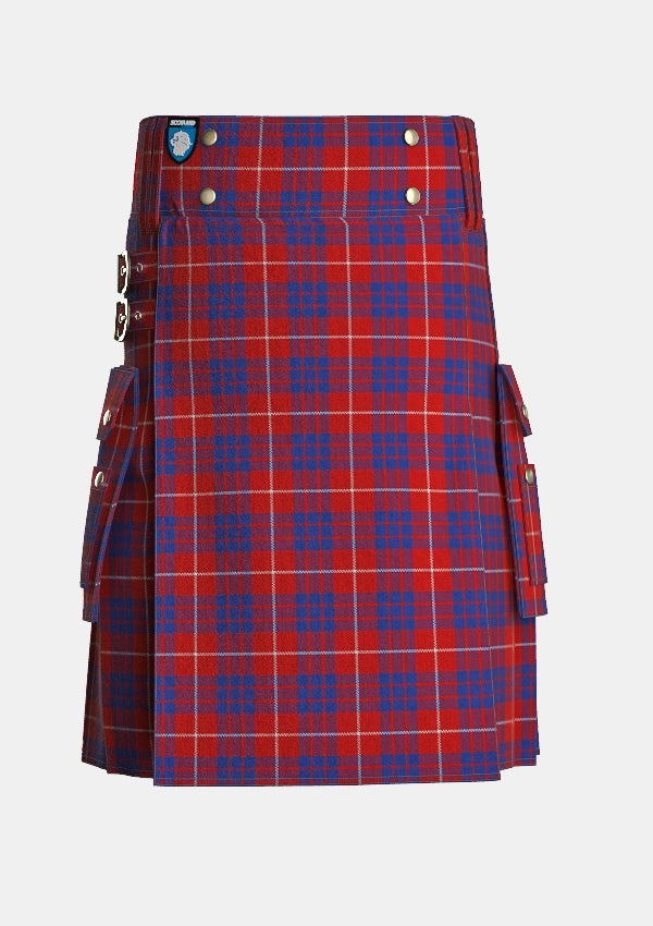 Utility_Hamilton_Tartan_kilt_front_image_with_pleated_design_and_adjustable_buckles_for_men