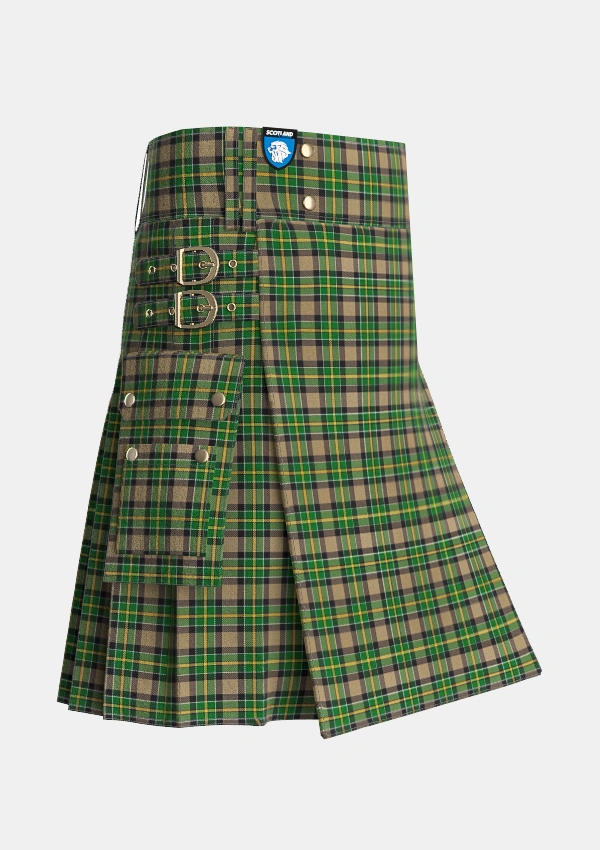 Utility_Hamilton_of_Brandon_Tartan_5141_kilt_side_image_with_pleated_design_and_adjustable_buckles_for_men