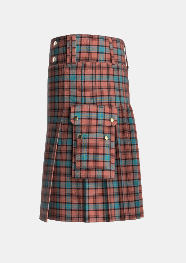 Utility_Hannay_Dress_Tartan_6129_kilt_left_image_with_pleated_design_and_adjustable_buckles_for_men
