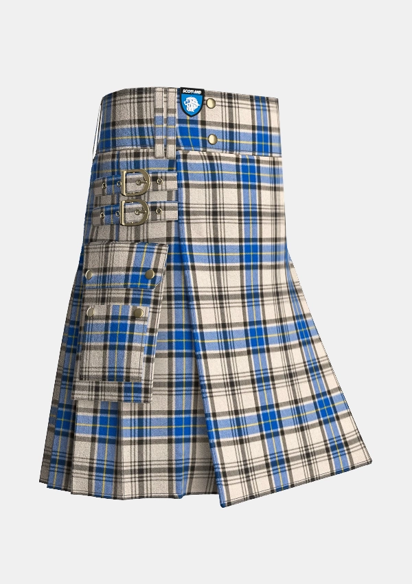 Utility_Hannay_Tartan_1255_kilt_side_image_with_pleated_design_and_adjustable_buckles_for_men