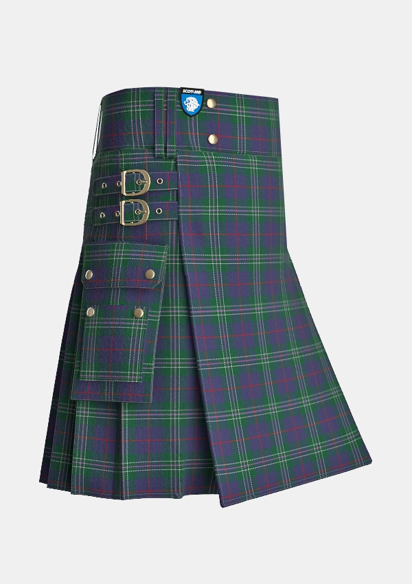 Utility_Hardie_tartan_3903_kilt_side_image_with_pleated_design_and_adjustable_buckles_for_men