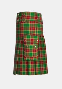 Utility_Harper_tartan_kilt_left_image_with_pleated_design_and_adjustable_buckles_for_men