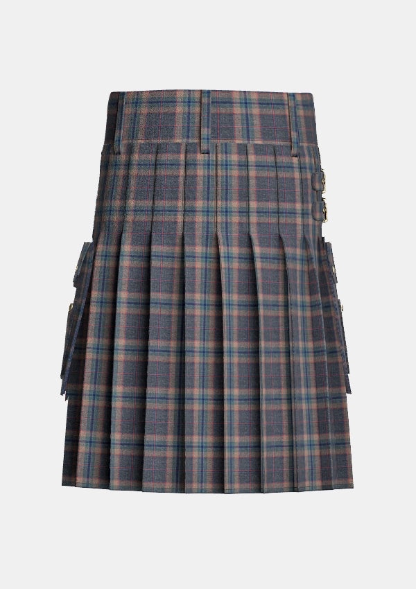 Utility_Harris_Mist_tartan_13674_kilt_back_image_with_pleated_design_and_adjustable_buckles_for_men