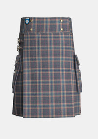 Utility_Harris_Mist_tartan_13674_kilt_front_image_with_pleated_design_and_adjustable_buckles_for_men