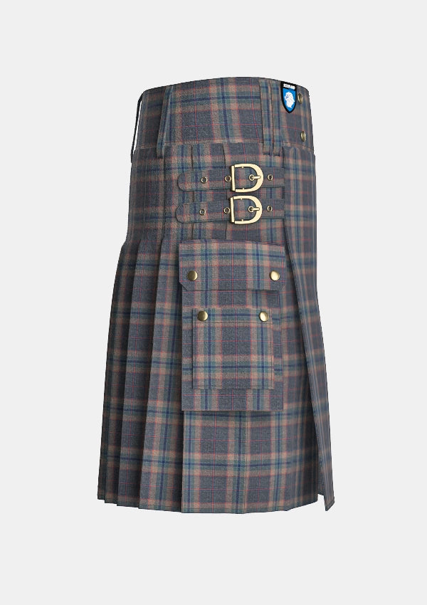 Utility_Harris_Mist_tartan_13674_kilt_right_image_with_pleated_design_and_adjustable_buckles_for_men