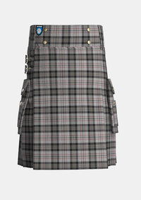 Utility_Harris_tartan_5159_kilt_front_image_with_pleated_design_and_adjustable_buckles_for_men