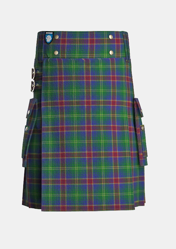 Utility_Hart_of_Scotland_Tartan_4093_kilt_front_image_with_pleated_design_and_adjustable_buckles_for_men