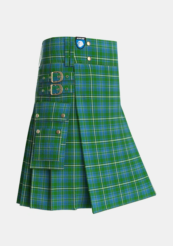 Utility_Hay_Hunting_Tartan_2712_kilt_side_image_with_pleated_design_and_adjustable_buckles_for_men