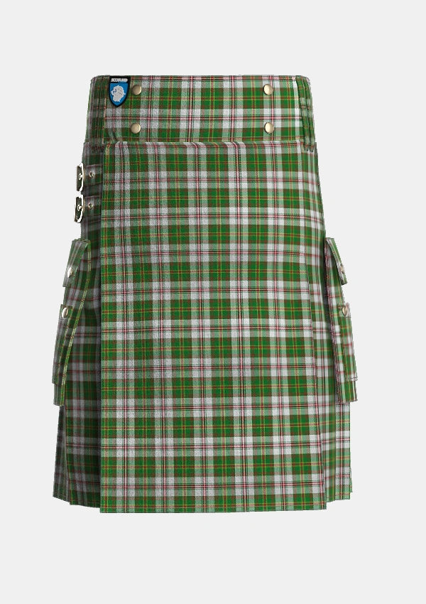 Utility_Hay_White_Dress_Tartan_1556_kilt_front_image_with_pleated_design_and_adjustable_buckles_for_men