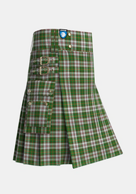 Utility_Hay_White_Dress_Tartan_1556_kilt_side_image_with_pleated_design_and_adjustable_buckles_for_men