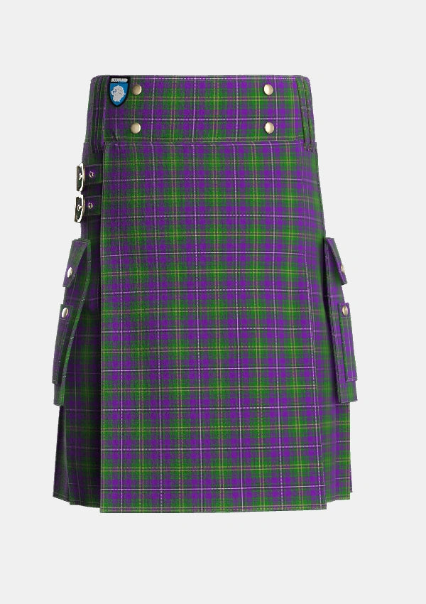 Utility_Hay_of_Megginch_Tartan_13994_kilt_front_image_with_pleated_design_and_adjustable_buckles_for_men