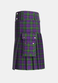 Utility_Hay_of_Megginch_Tartan_13994_kilt_left_image_with_pleated_design_and_adjustable_buckles_for_men