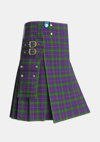 Utility_Hay_of_Megginch_Tartan_13994_kilt_side_image_with_pleated_design_and_adjustable_buckles_for_men