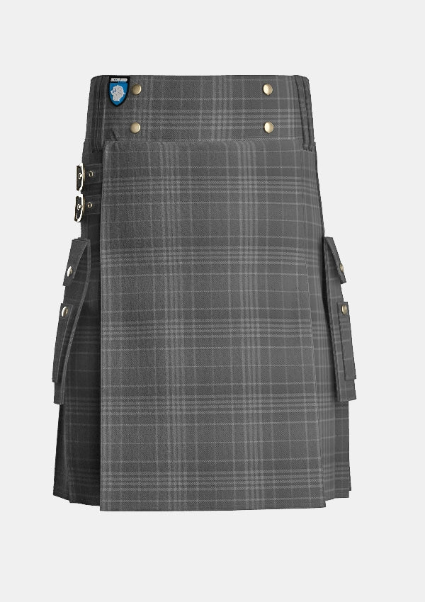 Utility_Hebridean_Cairn_Tartan_6822_kilt_front_image_with_pleated_design_and_adjustable_buckles_for_men