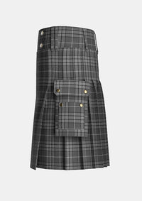 Utility_Hebridean_Granite_tartan_6821_kilt_left_image_with_pleated_design_and_adjustable_buckles_for_men