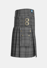 Utility_Hebridean_Granite_tartan_6821_kilt_right_image_with_pleated_design_and_adjustable_buckles_for_men