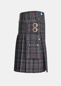 Utility_Hebridean_Heather_tartan_kilt_right_image_with_pleated_design_and_adjustable_buckles_for_men