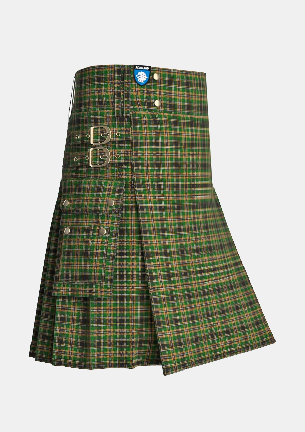 Utility_Hebrides_Tartan_5172_kilt_side_image_with_pleated_design_and_adjustable_buckles_for_men