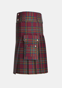 Utility_Hepburn_tartan_1381_kilt_left_image_with_pleated_design_and_adjustable_buckles_for_men