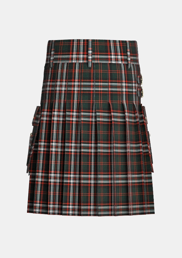 Utility_Heritage_of_Ireland_Tartan_kilt_back_image_with_pleated_design_and_adjustable_buckles_for_men
