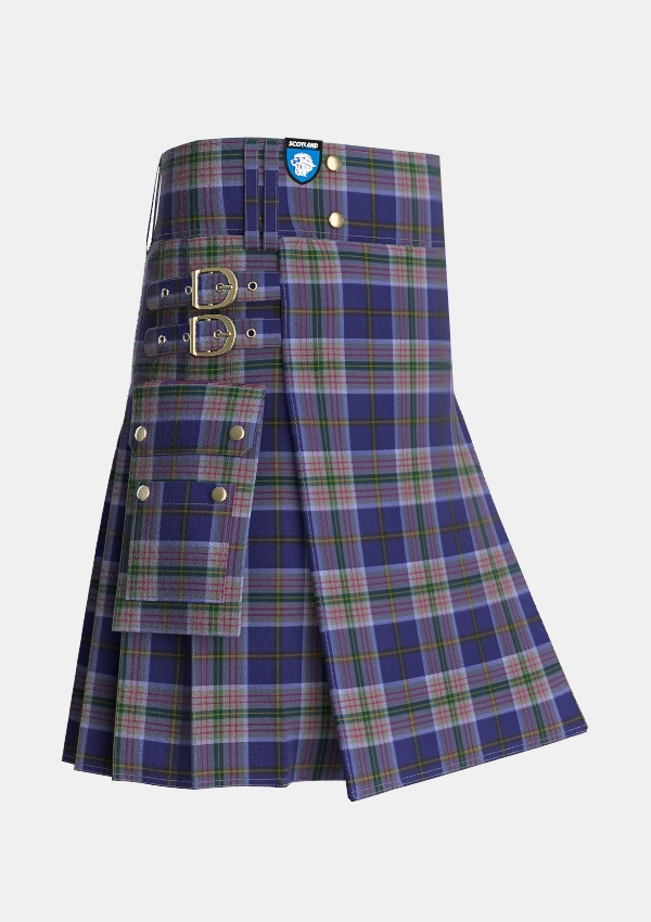 Utility_Heston_Tartan_4221_kilt_side_image_with_pleated_design_and_adjustable_buckles_for_men