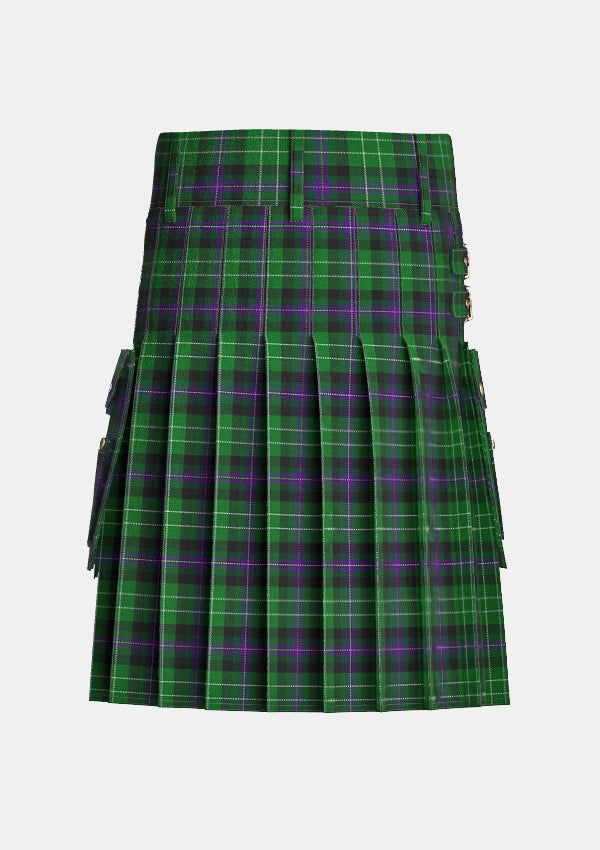 Utility_Hibernian_Football_Club_Tartan_2559_kilt_back_image_with_pleated_design_and_adjustable_buckles_for_men