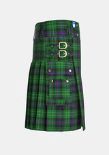 Utility_Hibs_tartan_kilt_right_image_with_pleated_design_and_adjustable_buckles_for_men