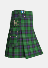 Utility_Hibs_tartan_kilt_side_image_with_pleated_design_and_adjustable_buckles_for_men