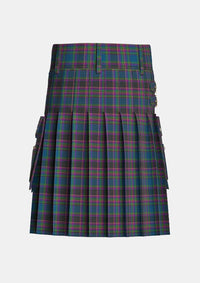 Utility_Highland_Mist_Tartan_4585_kilt_back_image_with_pleated_design_and_adjustable_buckles_for_men