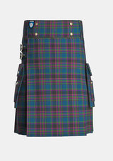 Utility_Highland_Mist_Tartan_4585_kilt_front_image_with_pleated_design_and_adjustable_buckles_for_men