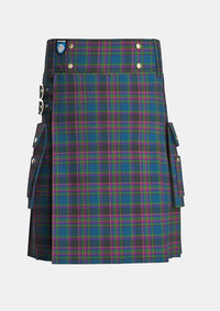 Utility_Highland_Mist_Tartan_4585_kilt_front_image_with_pleated_design_and_adjustable_buckles_for_men