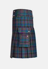 Utility_Highland_Mist_Tartan_4585_kilt_left_image_with_pleated_design_and_adjustable_buckles_for_men