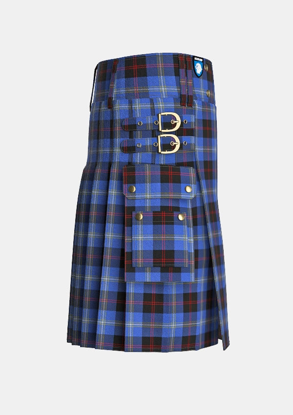 Utility_Hill_Tartan_10013_kilt_right_image_with_pleated_design_and_adjustable_buckles_for_men