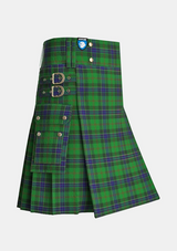 Utility_Hislop_Hunting_Tartan_3847_kilt_side_image_with_pleated_design_and_adjustable_buckles_for_men