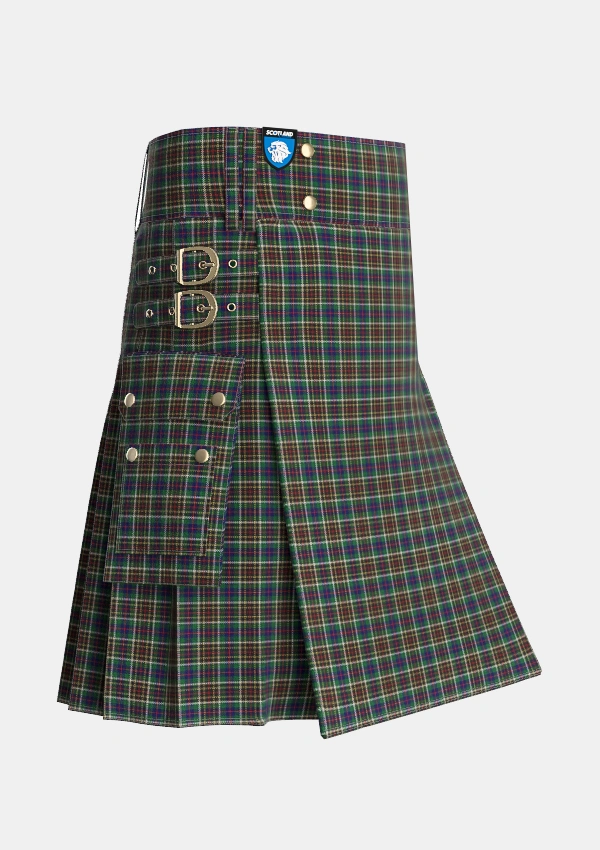 Utility_Hislop_Hyslop_Hunting_2_Tartan_2135_kilt_side_image_with_pleated_design_and_adjustable_buckles_for_men
